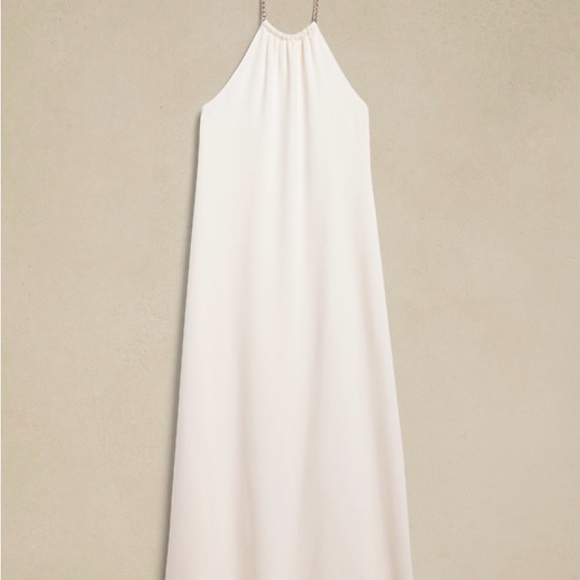 Banana Republic crepe maxi halter gown in ivory- size 6. EUC. - Picture 2 of 4